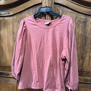 Universal Thread Rose Pink Long puff Sleeve Pullover Top